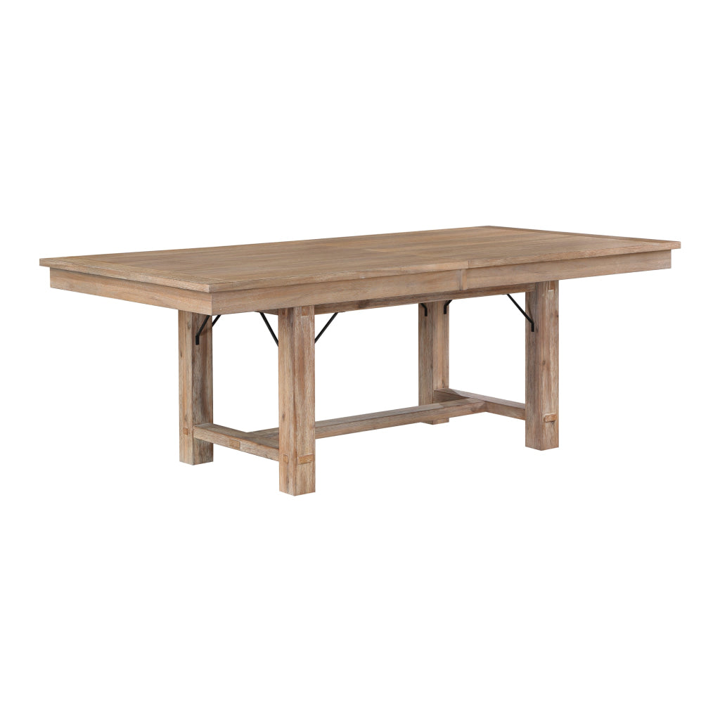 Deen 85-103 Inch Dining Table 8 Seater Self Storing Leaf Brown Wood By Casagear Home BM314617