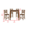 Tori 5 Piece Counter Height Dining Set Square Table and 4 Chairs Brown By Casagear Home BM314619