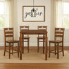 Tori 5 Piece Counter Height Dining Set, Square Table and 4 Chairs, Brown By Casagear Home
