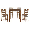 Tori 5 Piece Counter Height Dining Set Square Table and 4 Chairs Brown By Casagear Home BM314619