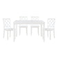 Oria 5 Piece Dining Set with Table 4 Lattice Back Chairs White Solid Wood By Casagear Home BM314620