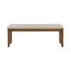 Nil 49 Inch Bench Beige Polyester Upholstered Seat Cherry Brown Wood By Casagear Home BM314621