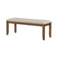 Nil 49 Inch Bench Beige Polyester Upholstered Seat Cherry Brown Wood By Casagear Home BM314621