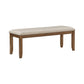 Nil 49 Inch Bench Beige Polyester Upholstered Seat Cherry Brown Wood By Casagear Home BM314621