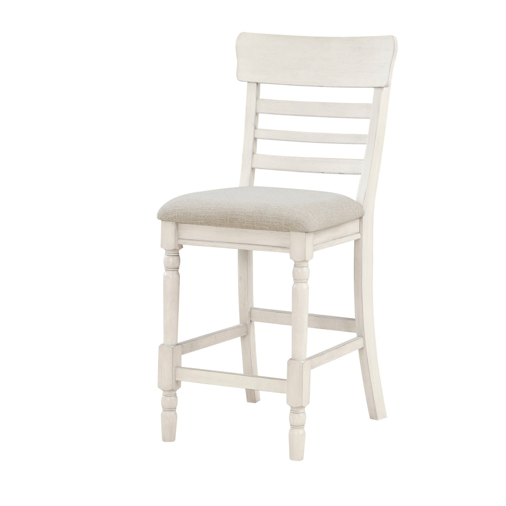 Will 26 Inch Counter Height Chair Gray Polyester Upholstery White Set of 2 By Casagear Home BM314625