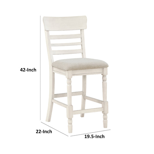 Will 26 Inch Counter Height Chair, Gray Polyester Upholstery, White, Set of 2 By Casagear Home