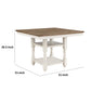 Will 37 Inch Counter Height Table Square Top 2 Shelves Brown White Wood By Casagear Home BM314626