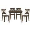 Ivy 5 Piece Dining Set Square Top Table 4 X Back Chairs Brown Solid Wood BM314627