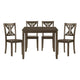 Ivy 5 Piece Dining Set Square Top Table 4 X Back Chairs Brown Solid Wood BM314627