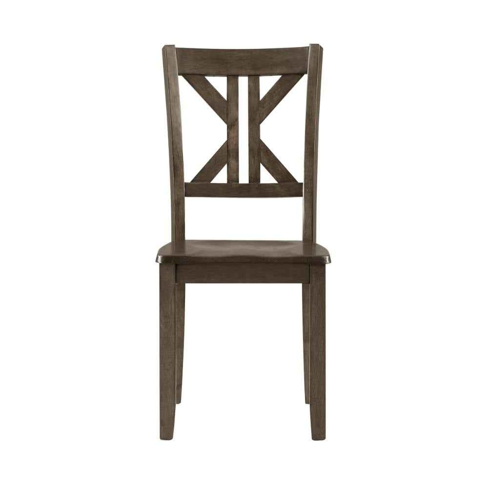 Ivy 5 Piece Dining Set Square Top Table 4 X Back Chairs Brown Solid Wood BM314627