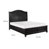 Vix Queen Size Platform Bed Panel Arch Design 2 Storage Drawers Black By Casagear Home BM314632