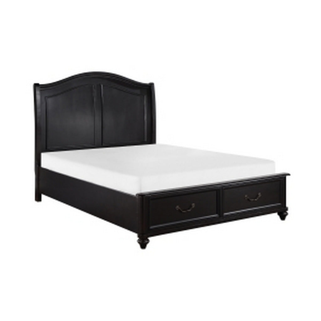 Vix Queen Size Platform Bed Panel Arch Design 2 Storage Drawers Black By Casagear Home BM314632