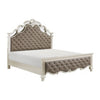 Xeni Queen Bed Button Tufted Vegan Faux Leather Upholstery Champagne By Casagear Home BM314634