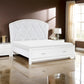 Russ Queen Platform Bed, LED Accents, Silver Faux Leather Upholstery, White By Casagear Home