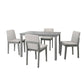 Zory 5pc Dining Table Set with 4 Cushioned Chairs, Beige Burlap, Gray Wood By Casagear Home