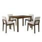 Zory 5pc Dining Table Set 4 Padded Chairs Beige Burlap Brown Wood By Casagear Home BM314646