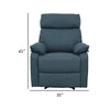 Fery 35 Inch Manual Recliner Chair Blue Burlap Cushioned Seat Solid Wood By Casagear Home BM314647