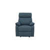 Fery 35 Inch Manual Recliner Chair Blue Burlap Cushioned Seat Solid Wood By Casagear Home BM314647