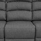 Fery 74 Inch Manual Recliner Sofa 3 Seater Gray Burlap Upholstery Wood By Casagear Home BM314650