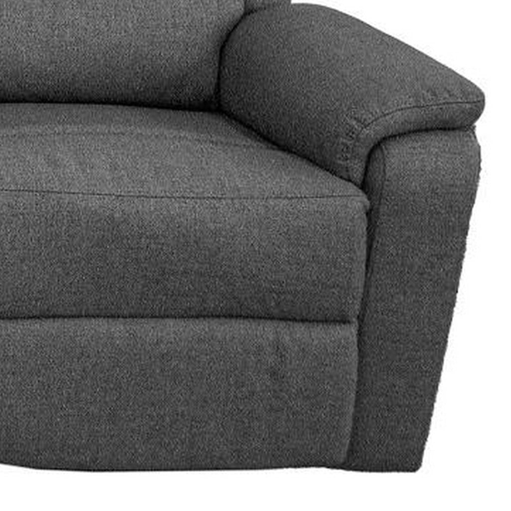 Fery 74 Inch Manual Recliner Sofa 3 Seater Gray Burlap Upholstery Wood By Casagear Home BM314650