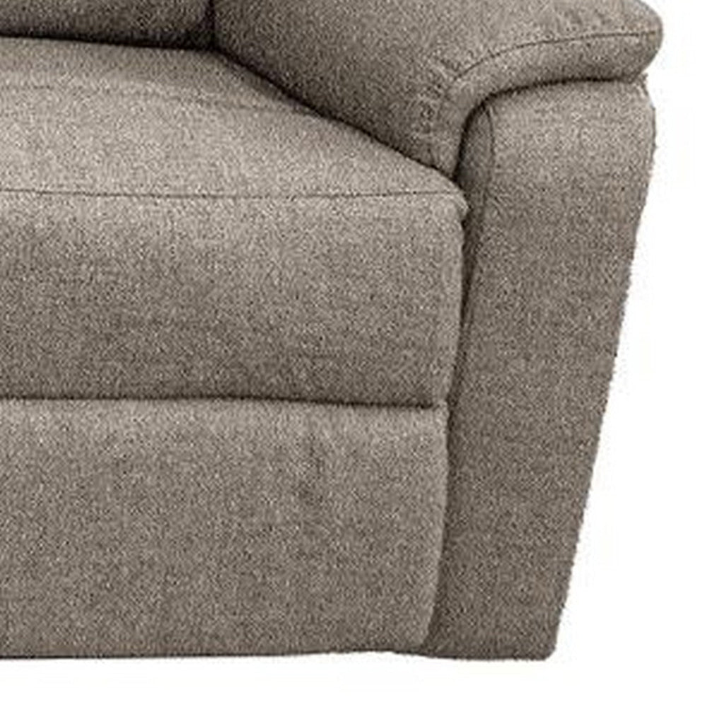 Fery 74 Inch Manual Recliner Sofa 3 Seater Brown Burlap Upholstery Wood By Casagear Home BM314654