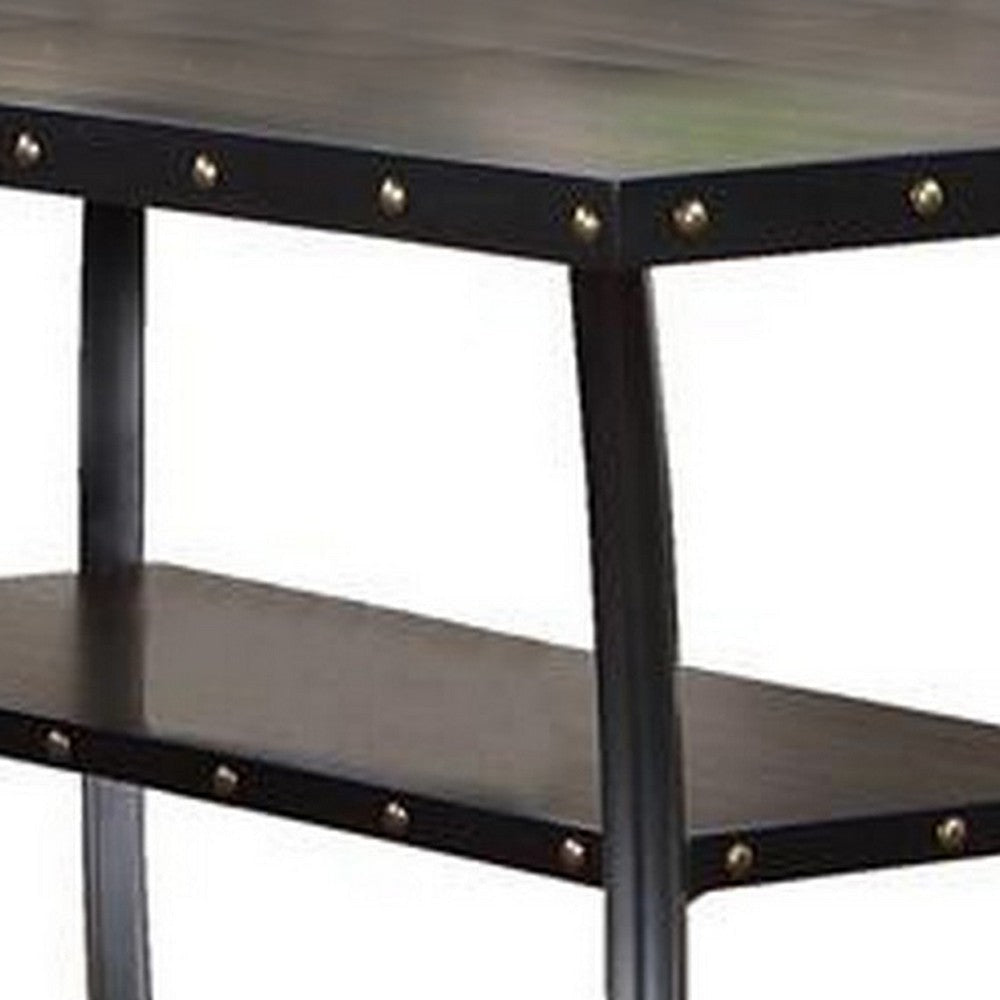 Sie 66 Inch Dining Table Rectangular Nailhead Trim Black Wood Finish By Casagear Home BM314657