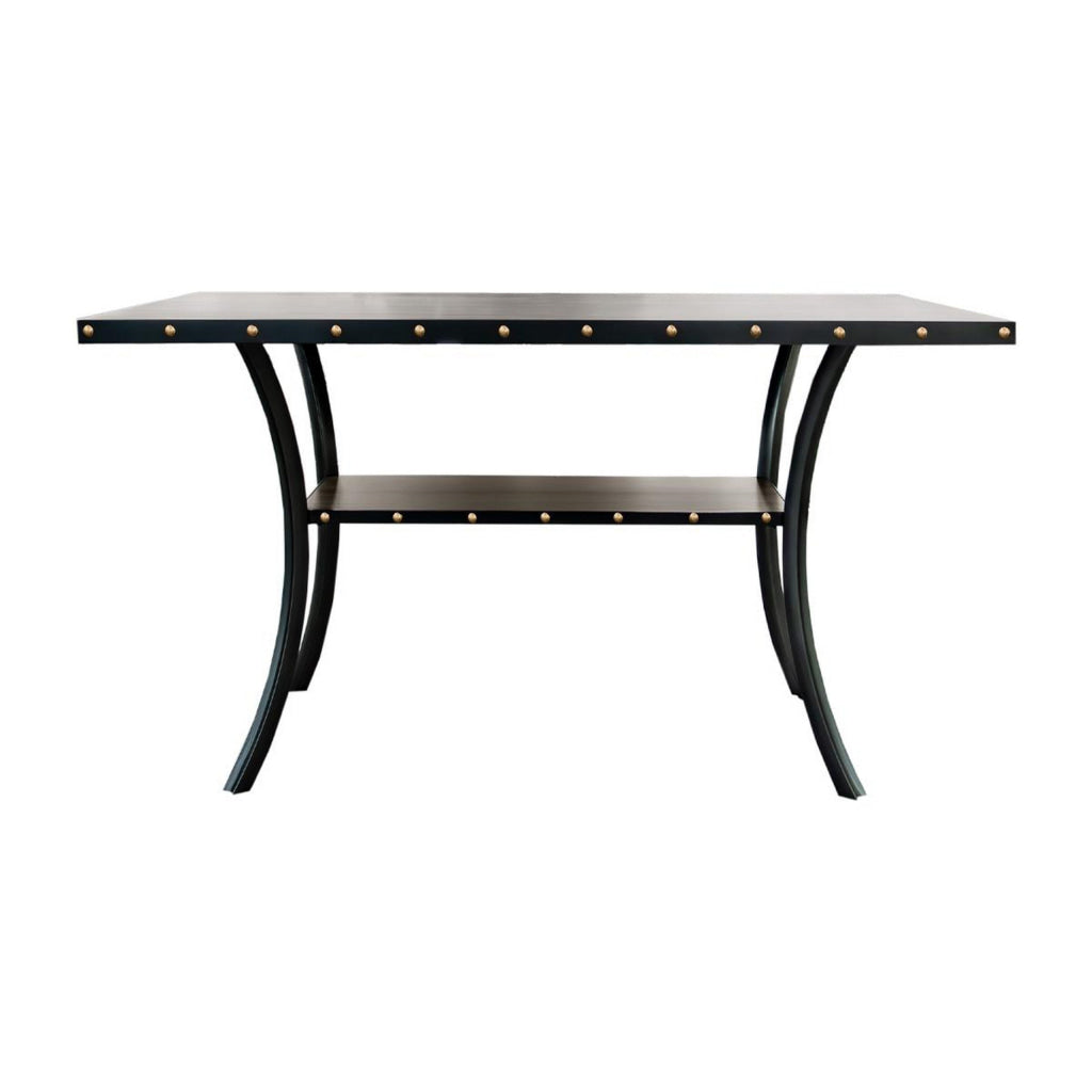 Sie 38 Inch Counter Height Table Rectangular Nailhead Trim Black Wood By Casagear Home BM314658