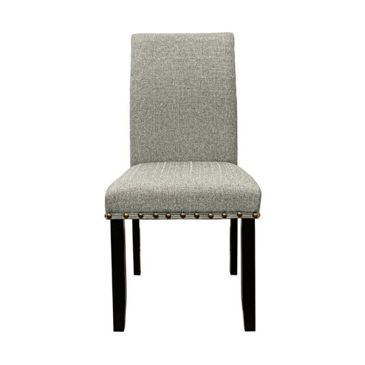 Sie 25 Inch Dining Chair, Nailhead Trim, Padded Gray Upholstery, Black Wood By Casagear Home