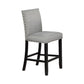 Sie 24 Inch Counter Height Chair, Nailhead Trim, Gray Fabric, Black Wood By Casagear Home