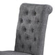 Jie 25 Inch Dining Chairs, Set of 2, Tufted Gray Upholstery, Rolled Top, Black Wood