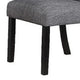 Jie 25 Inch Dining Chairs, Set of 2, Tufted Gray Upholstery, Rolled Top, Black Wood