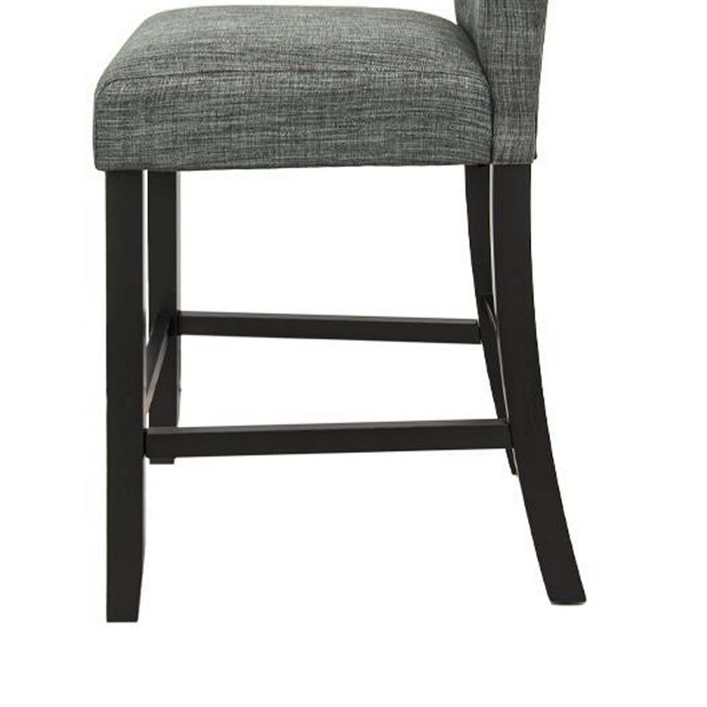 Jie 24 Inch Counter Height Dining Chair Tufted Gray Upholstery Black Wood By Casagear Home BM314662