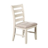 Sam 22 Inch Dining Chair Ladder Curved Backrest Padded Seat White Wood By Casagear Home BM314666