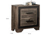 Nny 26 Inch Nightstand with 2 Drawers, Black Handles, Brown Wood Finish By Casagear Home