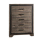 Nny 45 Inch Tall Dresser Chest with 5 Drawers Black Handles Brown Wood By Casagear Home BM314669