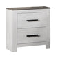 Kopa 26 Inch Nightstand with 2 Drawers, Black Handles, White Wood Finish By Casagear Home