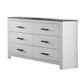 Kopa 58 Inch Wide Dresser with 6 Drawers Black Handles White Wood Finish By Casagear Home BM314673