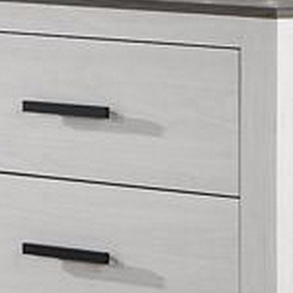 Kopa 58 Inch Wide Dresser with 6 Drawers Black Handles White Wood Finish By Casagear Home BM314673