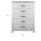 Kopa 45 Inch Tall Dresser Chest 5 Drawers Black Handles White Wood By Casagear Home BM314674