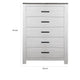 Kopa 45 Inch Tall Dresser Chest 5 Drawers Black Handles White Wood By Casagear Home BM314674
