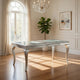 Reme 66-84 Inch Dining Table, 6 Seater Extendable, Glass Silver Wood By Casagear Home