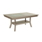 Teme 66 Inch Dining Table, Glass Top, Lower Shelf, Beige Rubberwood By Casagear Home