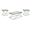 Gen Coffee and End Table Set of 3 Tempered Glass Top Chrome Metal Base By Casagear Home BM314677