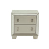 Dem 26 Inch Nightstand with 2 Drawers, Platinum Trim, Silver Wood Finish By Casagear Home