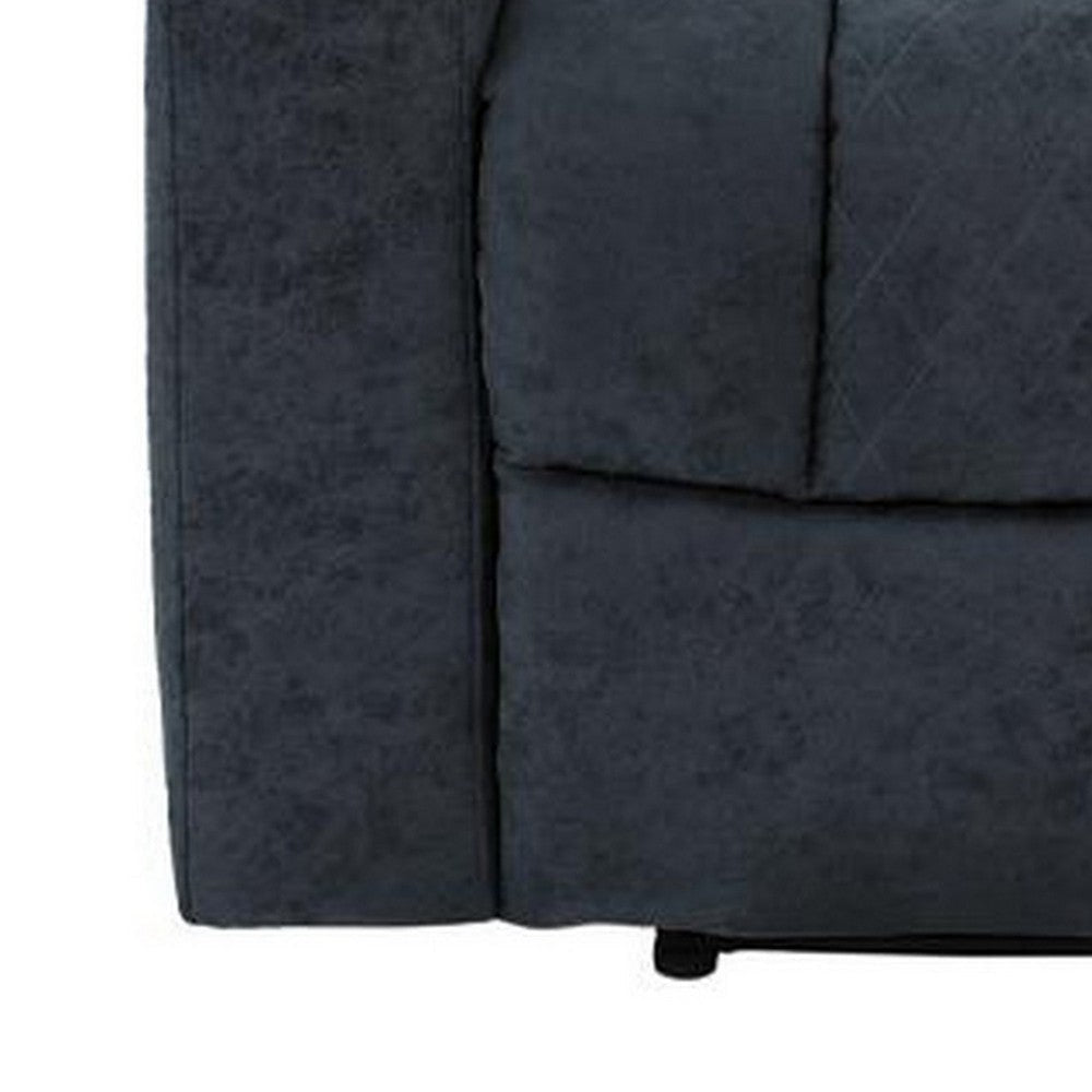 Kem 39 Inch Power Recliner Chair Adjustable Headrest Blue Faux Leather By Casagear Home BM314683