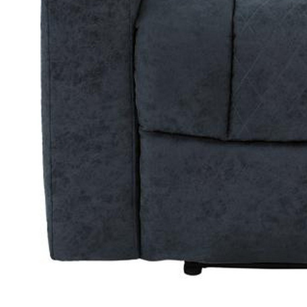 Kem 39 Inch Power Recliner Chair, Adjustable Headrest, Blue Faux Leather By Casagear Home