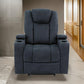 Kem 39 Inch Power Recliner Chair, Adjustable Headrest, Blue Faux Leather By Casagear Home