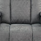 Kem 39 Inch Power Recliner Chair, Adjustable Headrest, Gray Faux Leather By Casagear Home