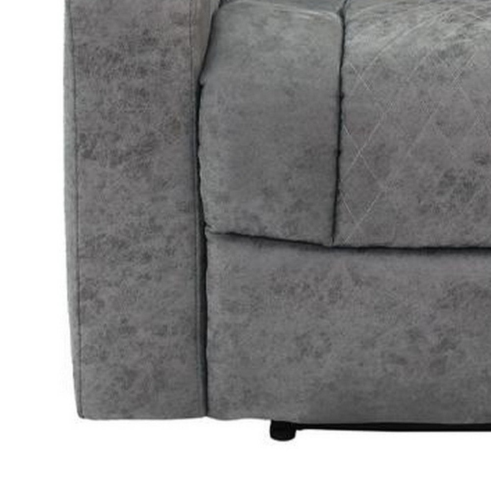 Kem 39 Inch Power Recliner Chair Adjustable Headrest Gray Faux Leather By Casagear Home BM314684