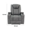 Kem 39 Inch Power Recliner Chair Adjustable Headrest Gray Faux Leather By Casagear Home BM314684